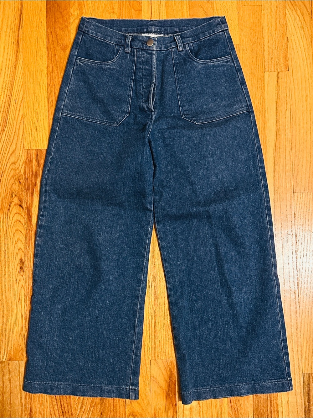 Loup Dark Indigo Wide Leg Cropped Denim Jeans Size Small